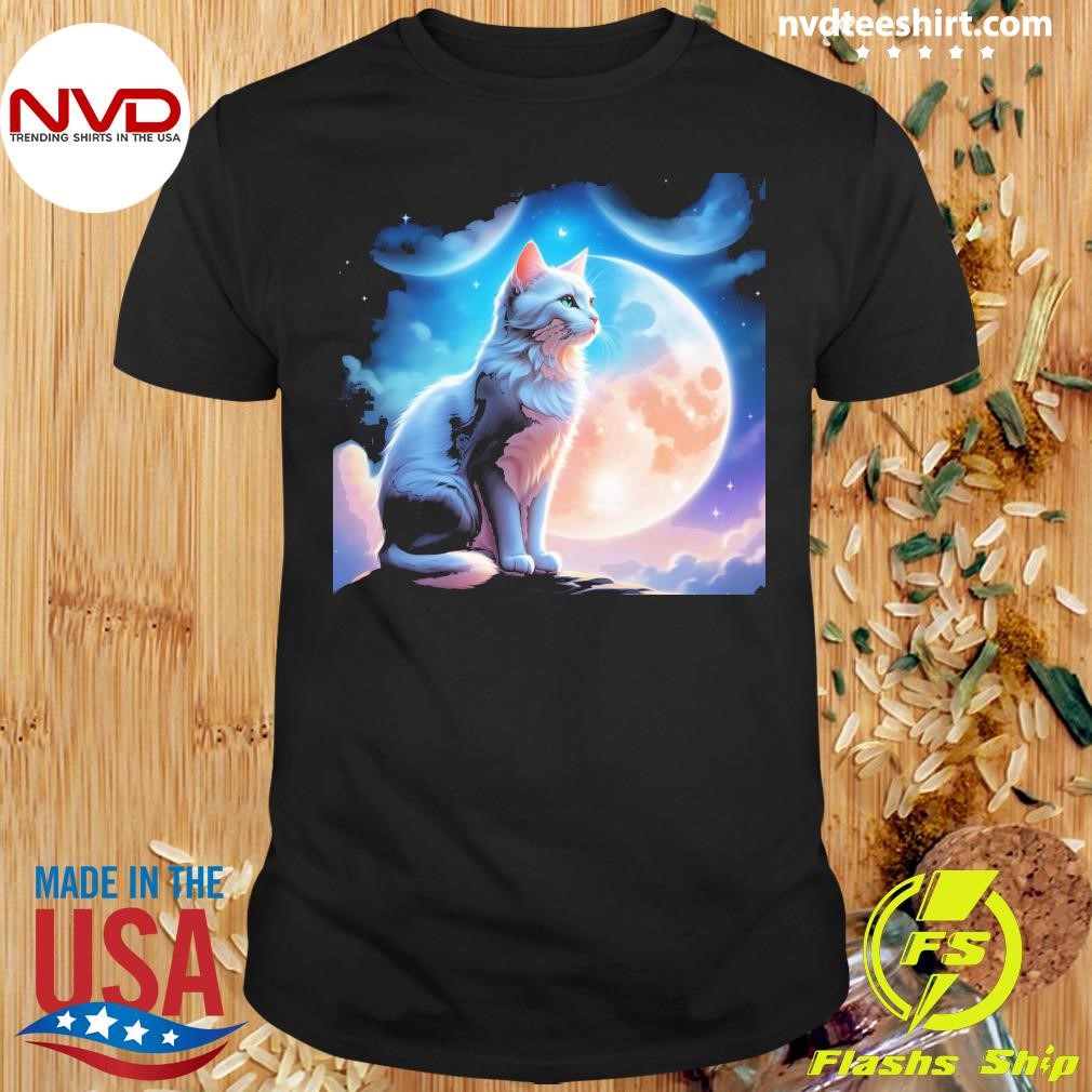 Moon-Gazing Feline Cat Shirt