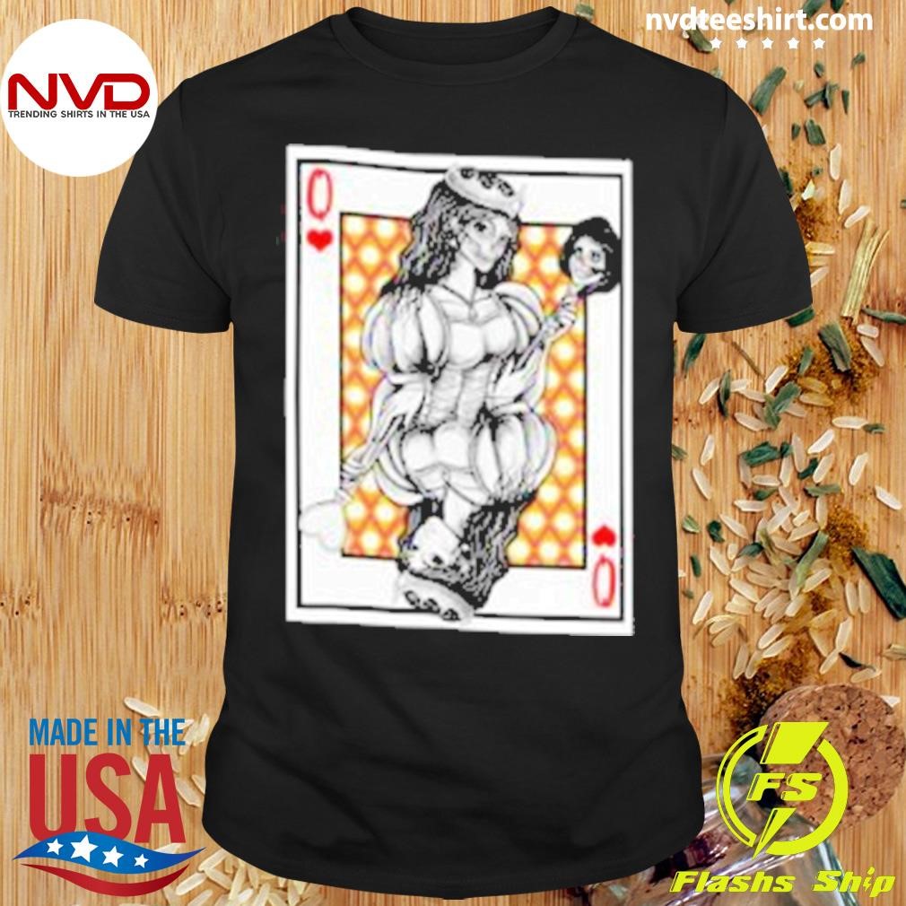 Queen Of Hearts Deck Cards Poker Player Halloween On Men's Shirt