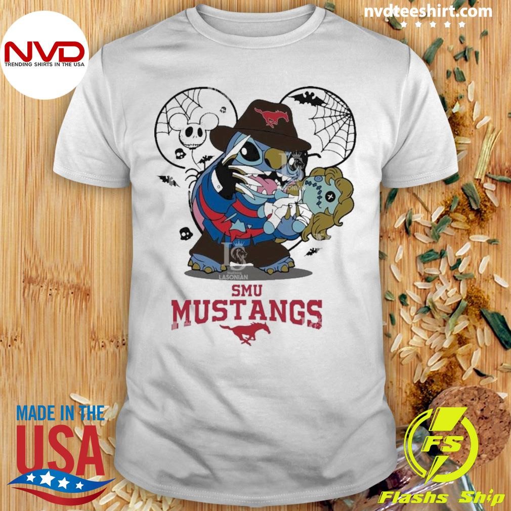 SMU Mustangs Stitch Freddy Krueger Halloween 2024 Shirt