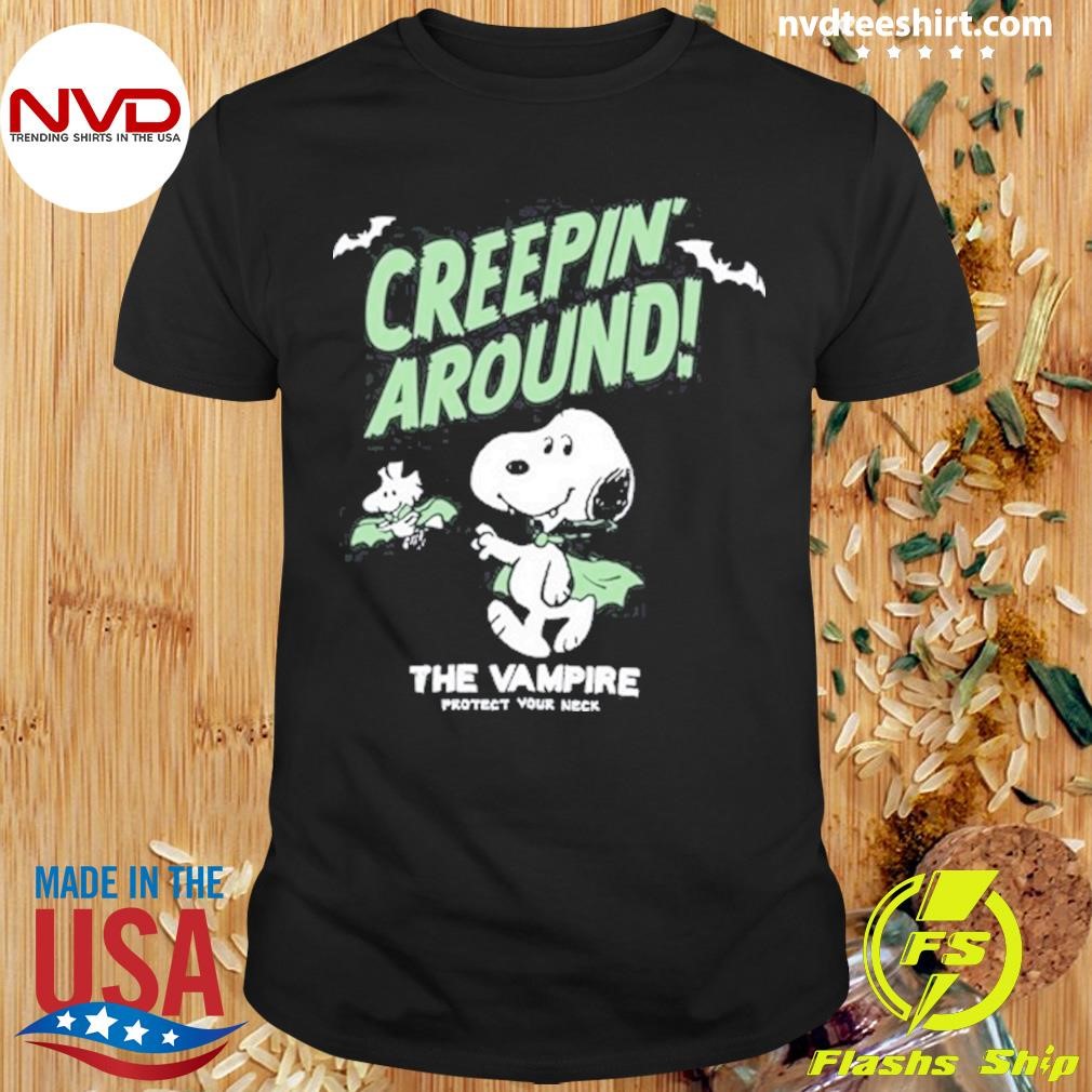 Snoopy and Woodstock Creepin Around Creature Of The Night The Vampire 2024 Shirt