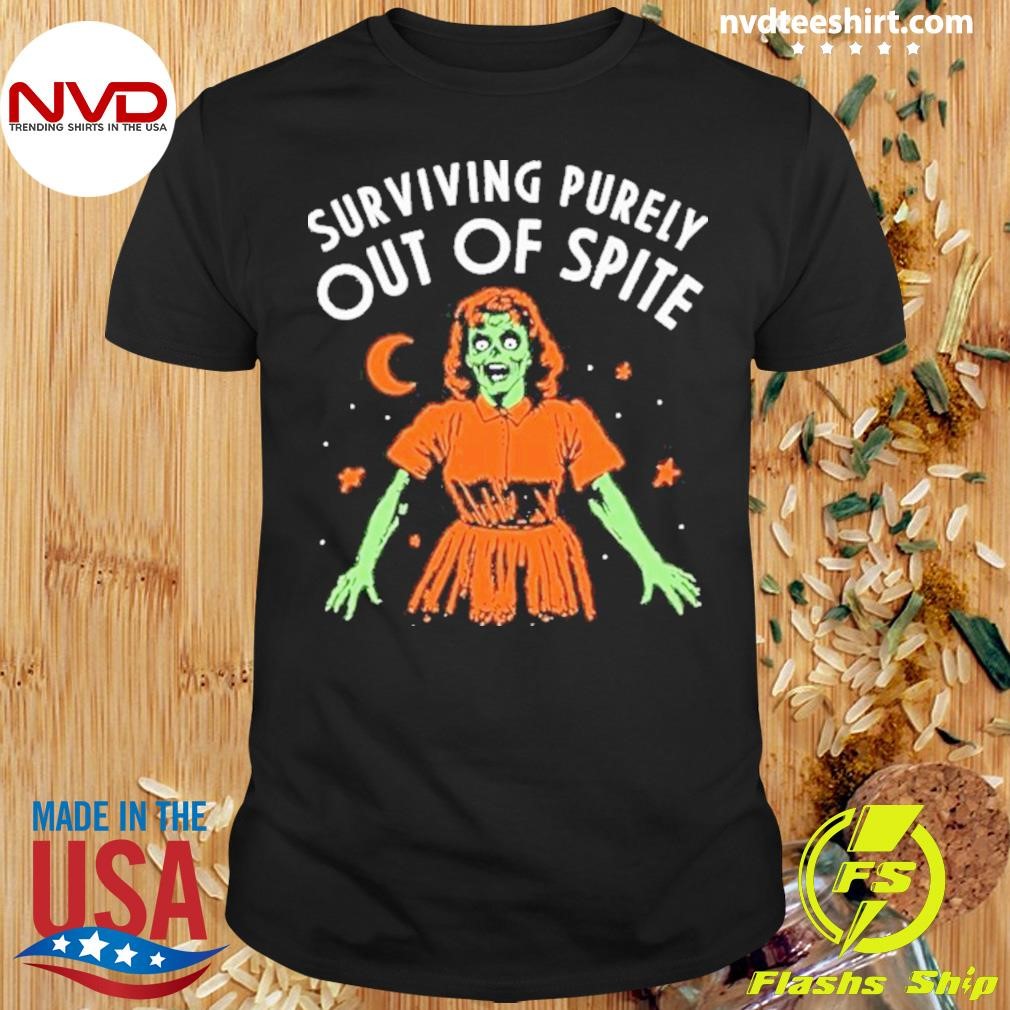 Surviving Purely Out Of Spite Women Zombie Halloween 2024 Shirt