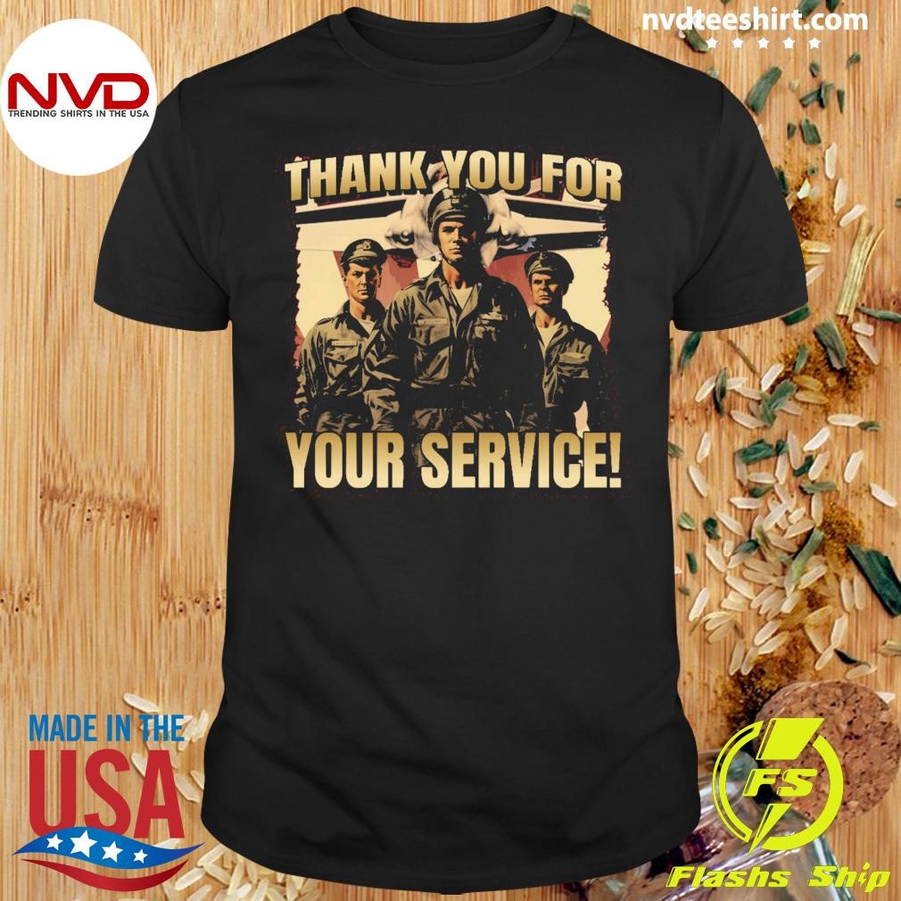 Template Featuring Illustrated Soldiers with a Thank-You Message for Veterans Day Shirt