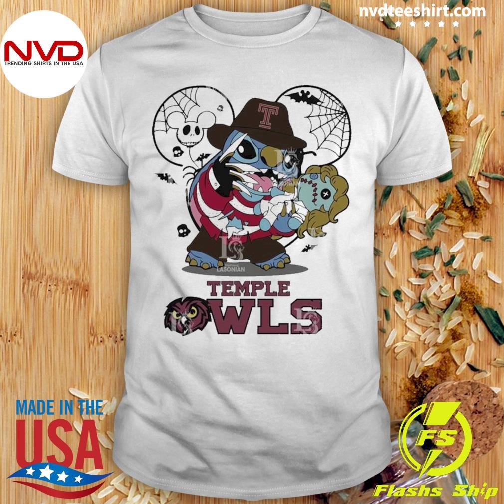 Temple Owls Stitch Freddy Krueger Halloween 2024 Shirt