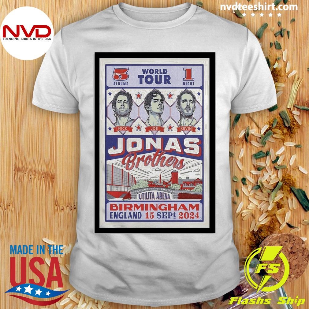 Jonas Brothers 5 Albums 1 Night World Tour 2024 Birmingham, UK Shirt