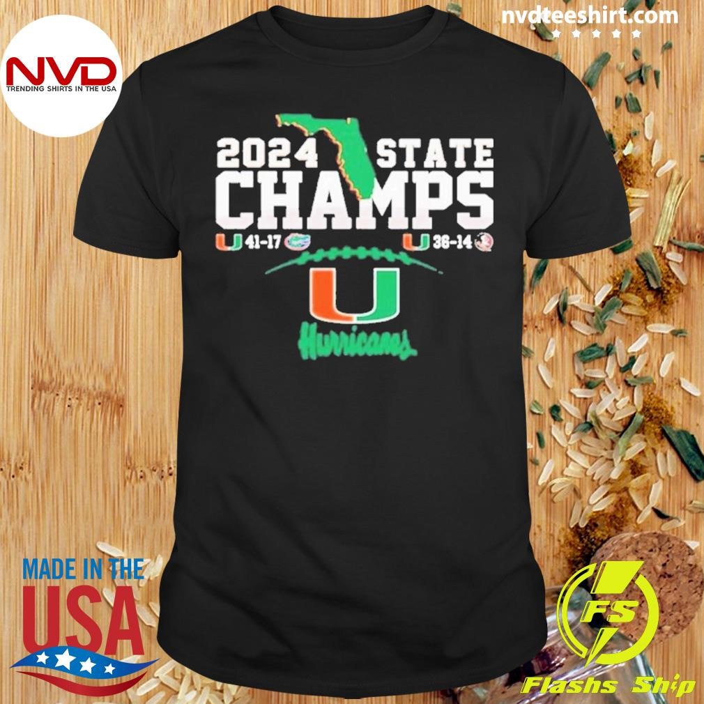 2 Sided Canes Score Champs Miami Hurricanes 2024 Shirt