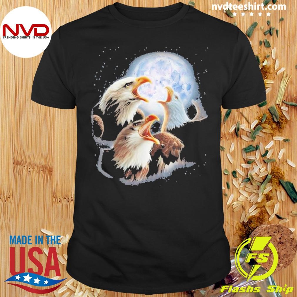 3 Eagles Howling At The Moon Eagle Bird Shirt