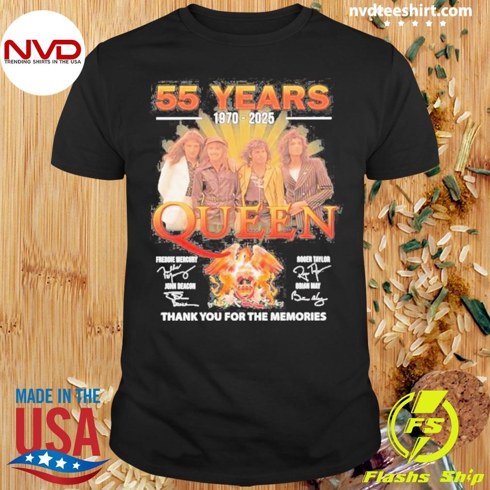 55 Years 190-2025 Queen Band Thank You For The Memories Signatures Shirt