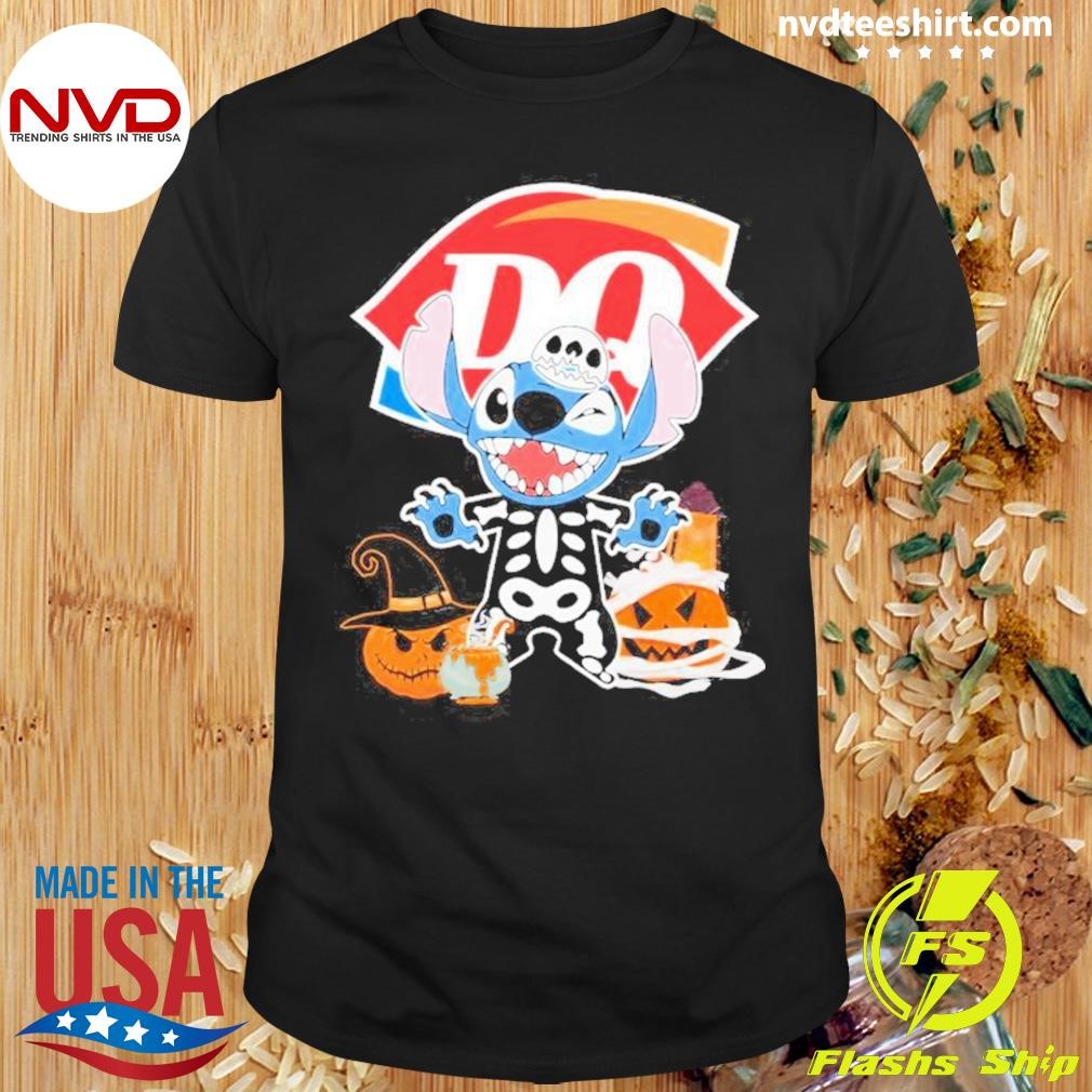 Baby Stitch Skeleton Pumpkin Dairy Queen Halloween 2024 Shirt