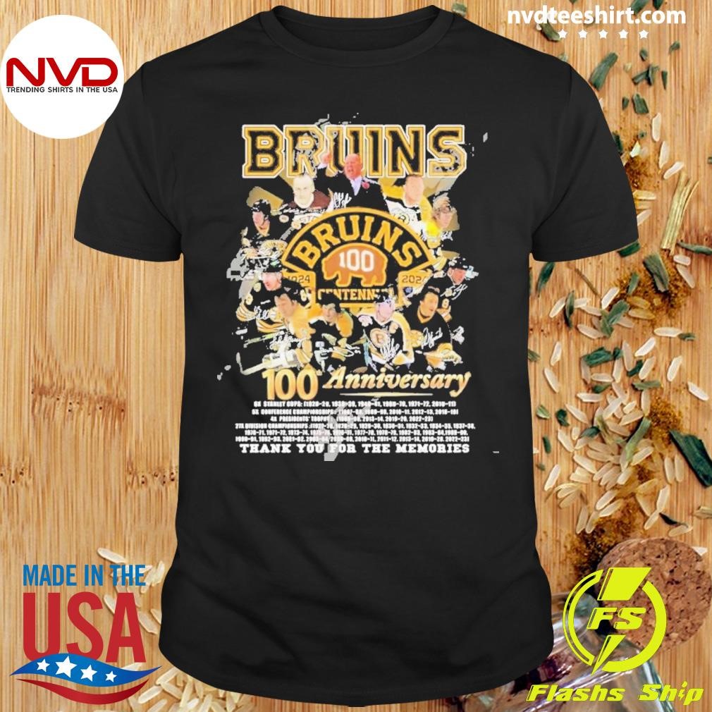 Boston Bruins 100th Anniversary 1924-2024 Thank You For The Memories Shirt