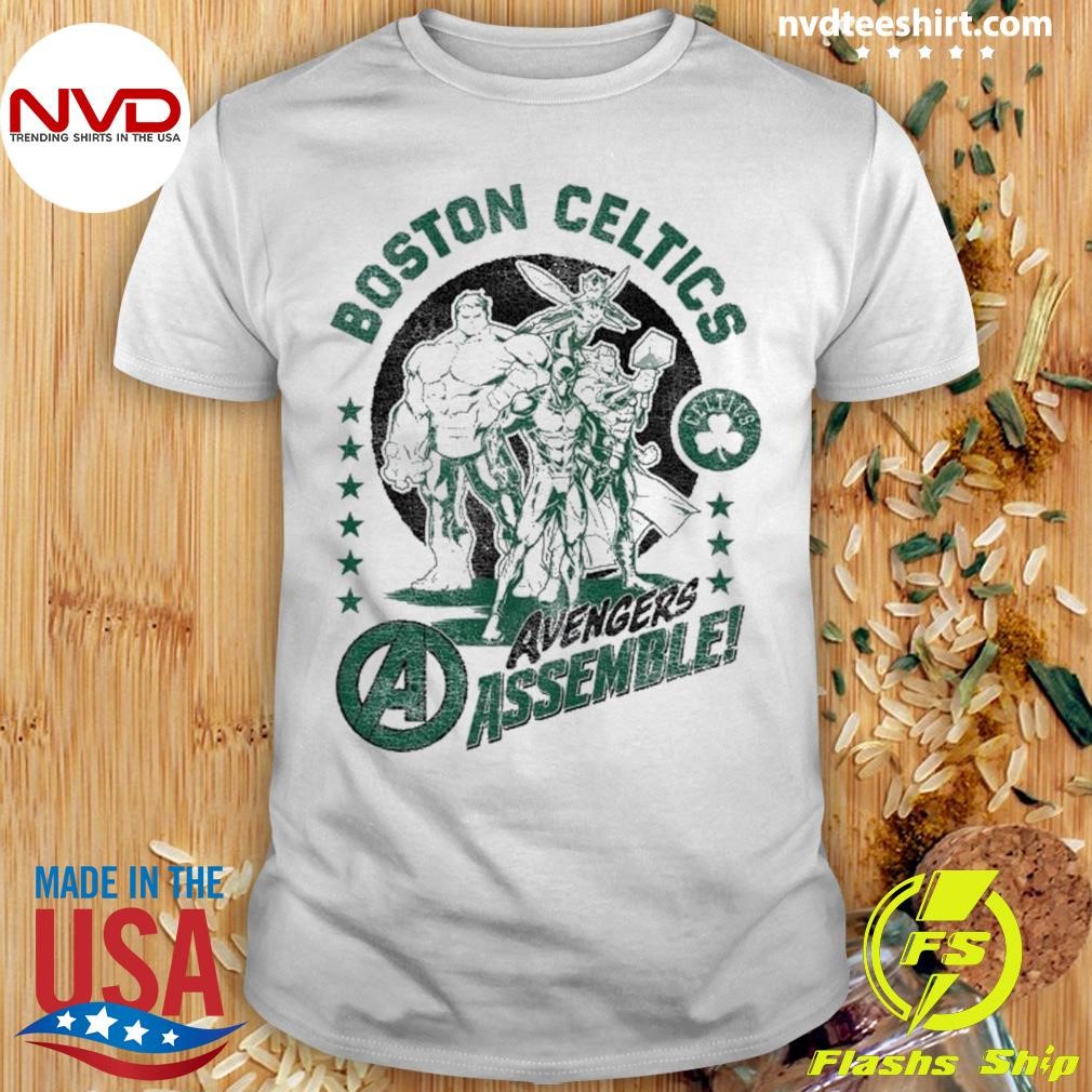 Boston Celtics Youth Nba X Marvel Avengers Squad 2024 Shirt