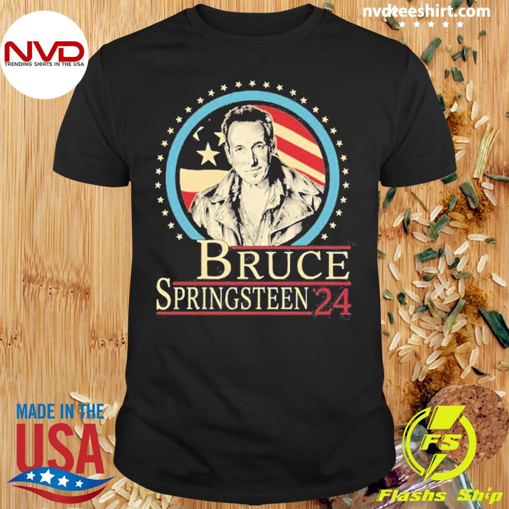 Bruce Springsteen '24 Fans Gift Graphics American Flag Shirt