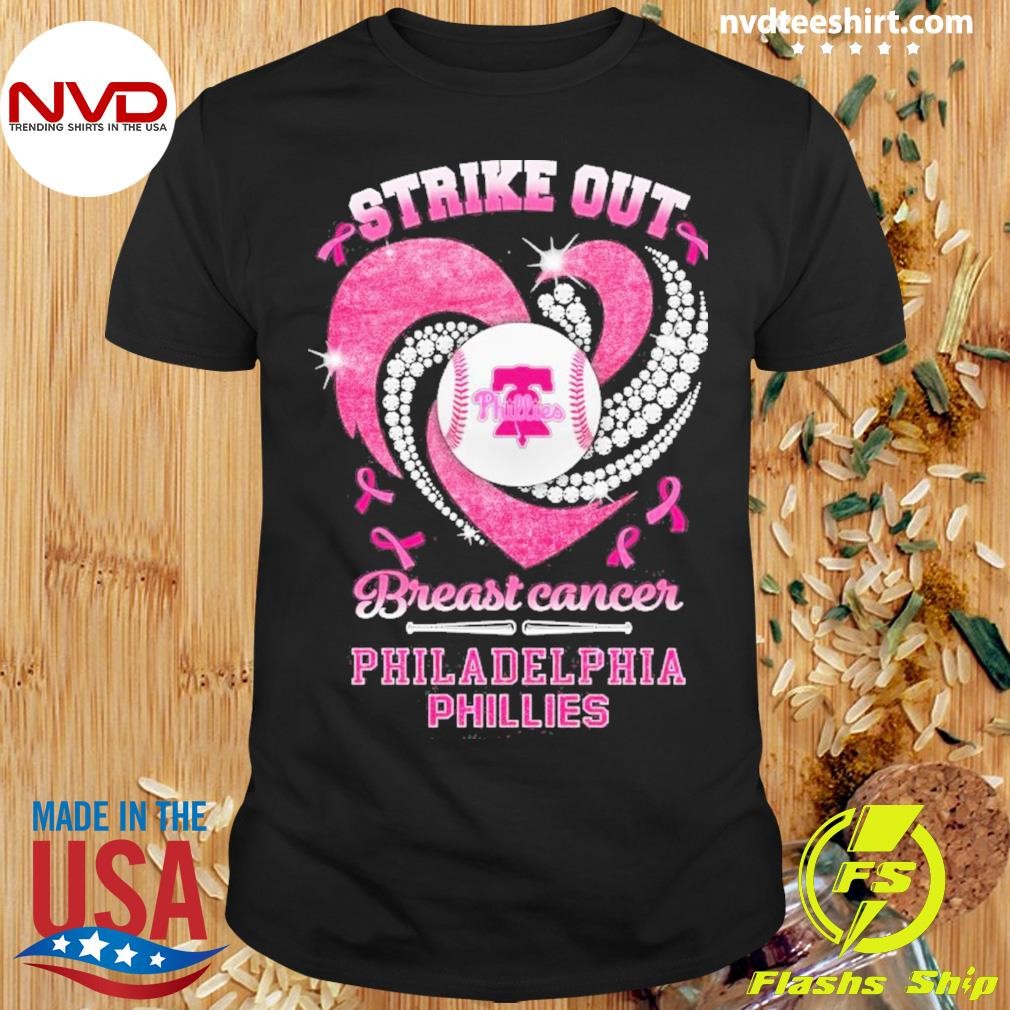 Cancer Heart Diamond Philadelphia Phillies Strike Out Breast 2024 Shirt