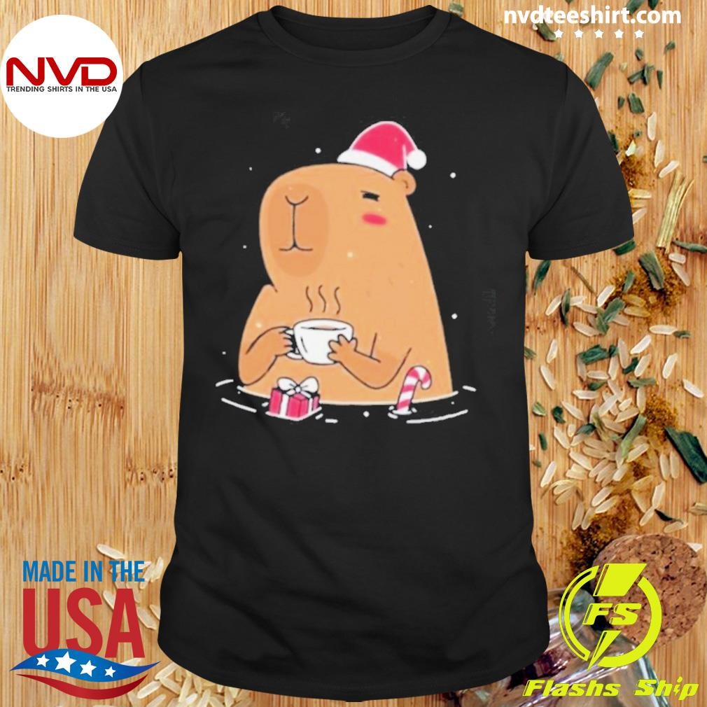 Capybara Santa hat Christmas 2024 Shirt