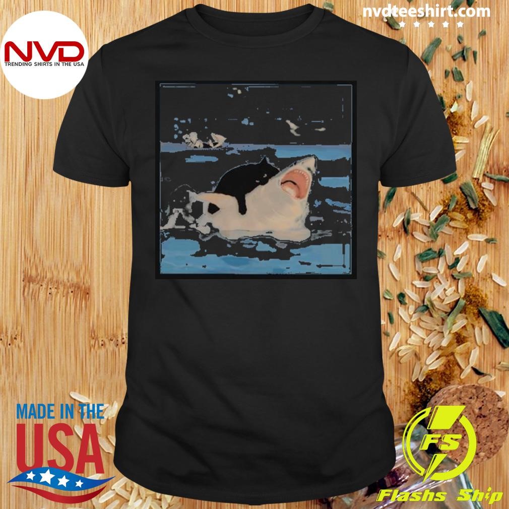 Cat Biting Shark And Cat Lover Cat And Shark 2024 Shirt