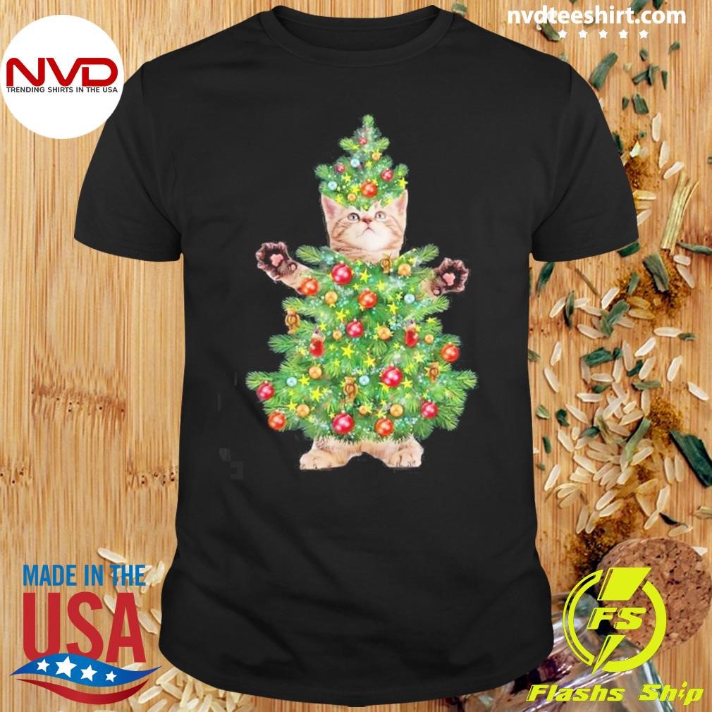 Cat Christmas Tree Xmas Gifts 2024 Shirt