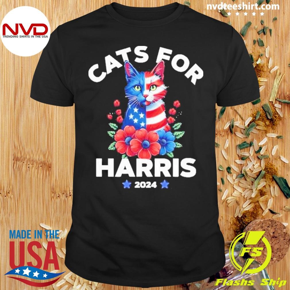 Cats For Harris American Flag President 2024 Shirt