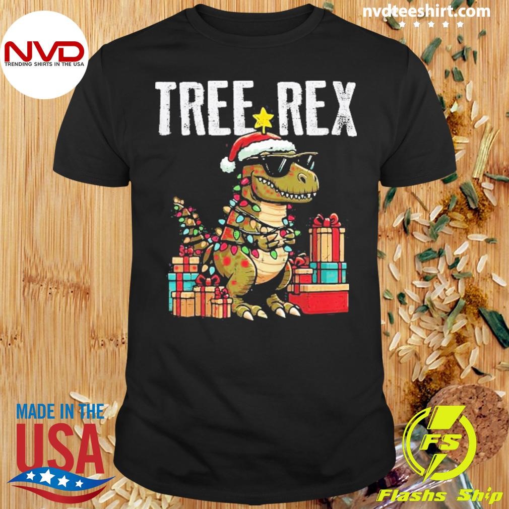 Christmas Dinosaur Tree Rex Xmas Trex 2024 Shirt