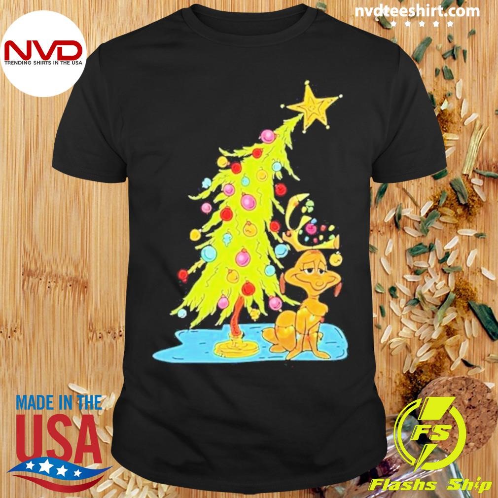 Christmas With Dog Max And Whoville Tree Dog Christmas Lights 2024 Shirt