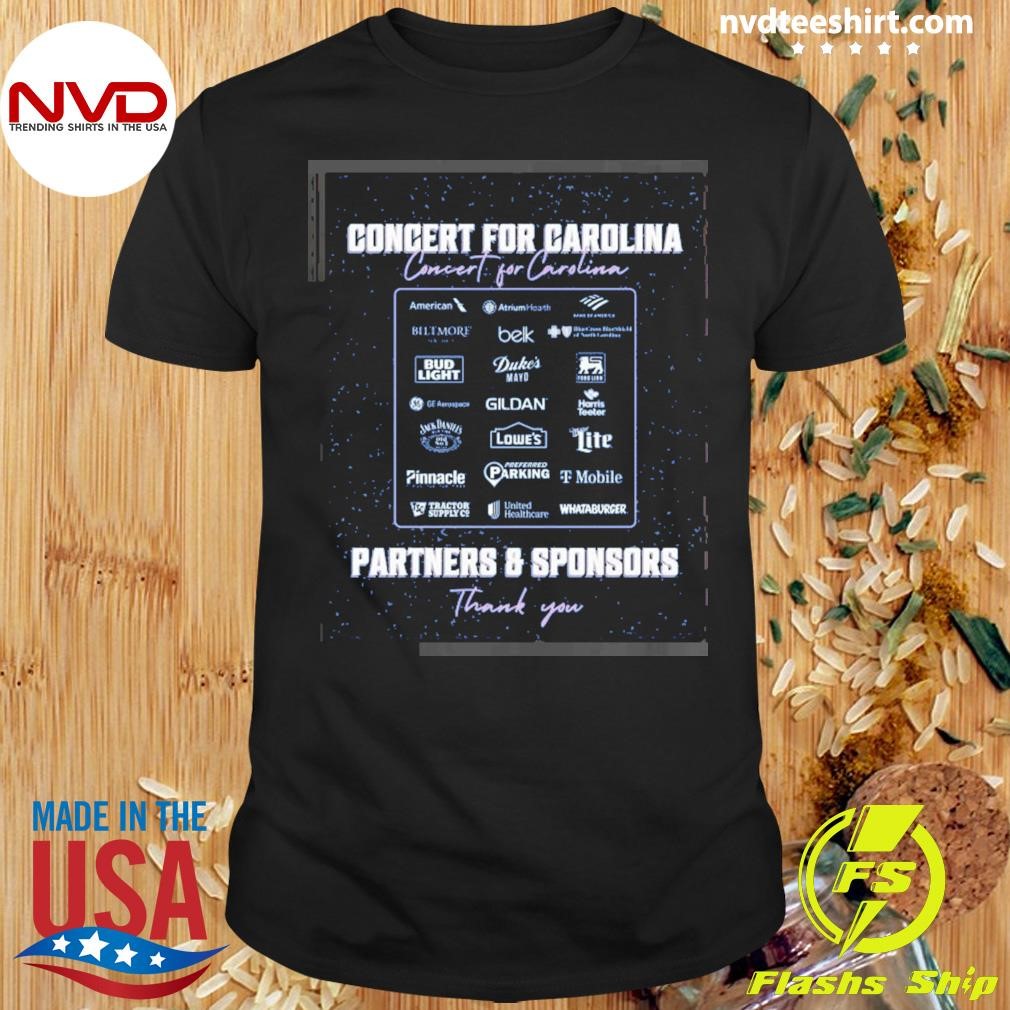 Concert For Carolina October 26 2024 Partners & Sponsors Thank You Shirt