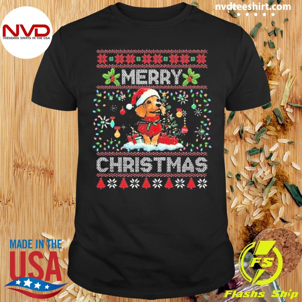 Dachshund Christmas Tree Lights Decorations Dog Lover Xmas 2024 Shirt