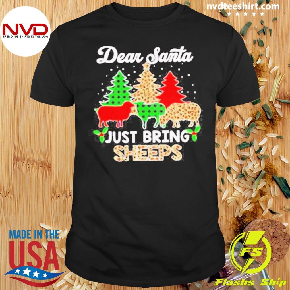 Dear Santa just bring sheeps ELF Santa Leopard Sheep Christmas Tree 2024 Shirt