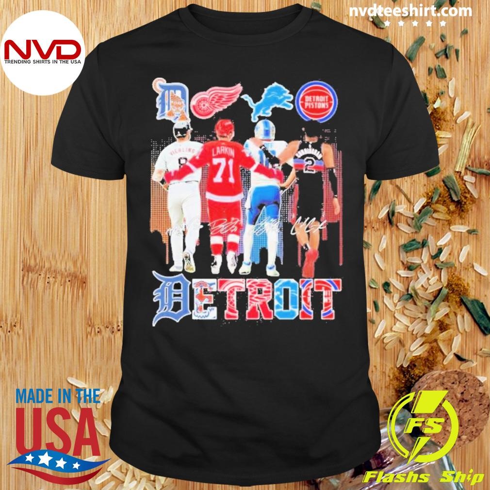 Detroit Sports Teams Matt Vierling Dylan Larkin Jared Goff And Cade Cunningham Signatures 2024 Shirt