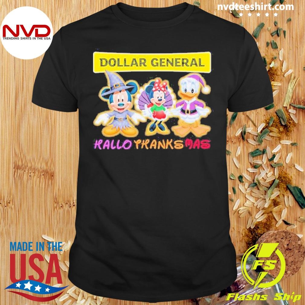 Donald Duck Disney Mickey And Minnie And Dollar General Hallothanksmas 2024 Shirt