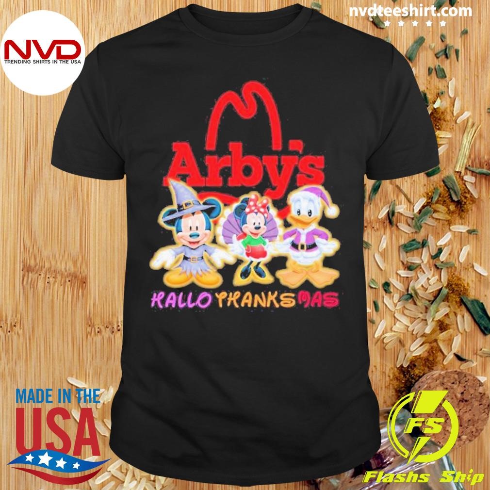 Duck Disney Arby’s Mickey And Minnie And Donald Hallothanksmas 2024 Shirt