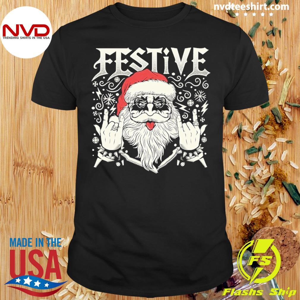 Festive Rock And Roll Santa Claus By Tobe Fonseca Christmas 2024 Shirt