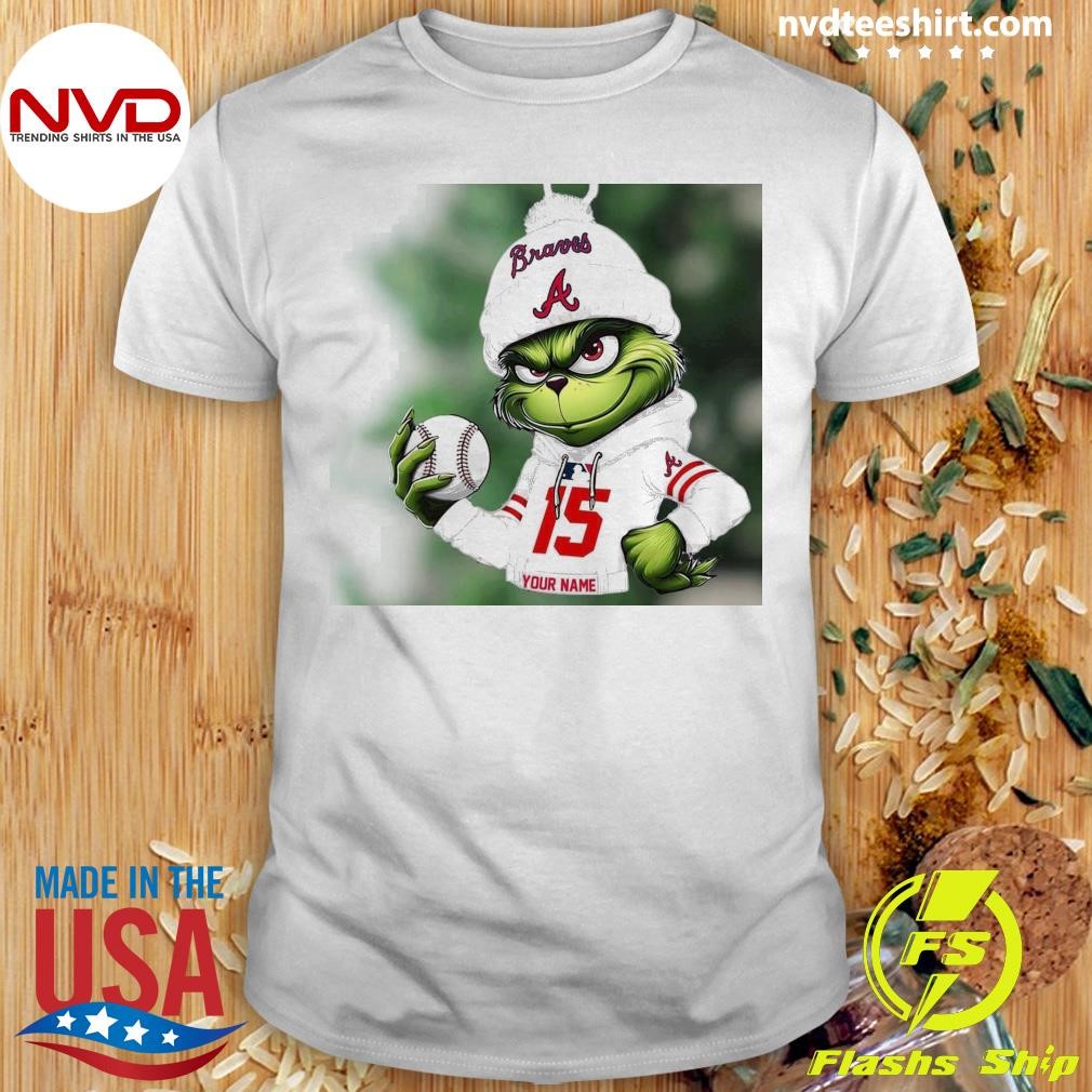 Grinch Atlanta Braves Mlb Custom Name Christmas 2024 Shirt