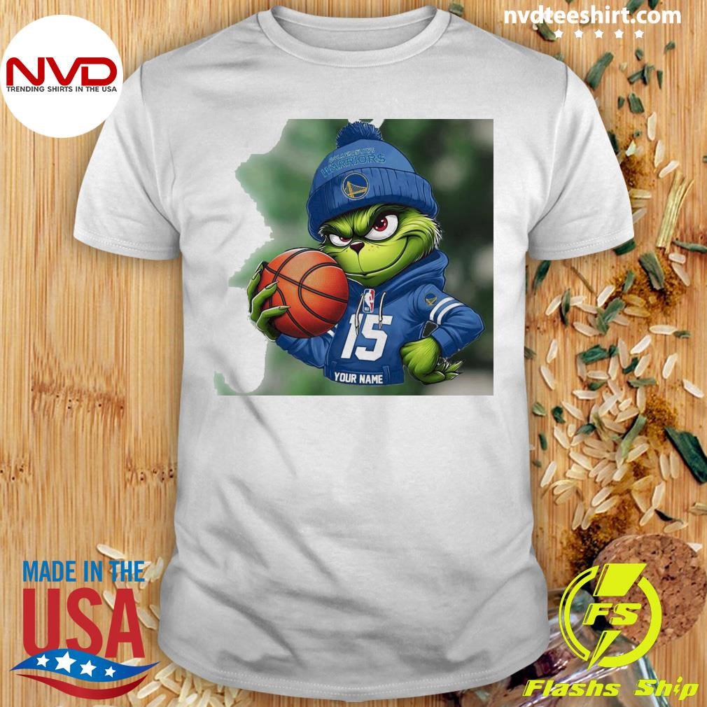 Grinch Golden State Warriors Nba Custom Name Christmas 2024 Shirt