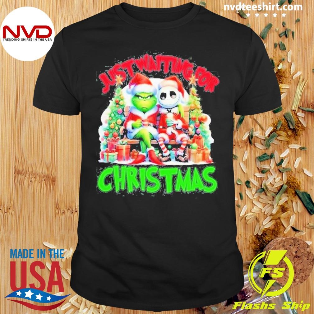 Grinch Jack Skellington Just Waiting For Christmas 2024 Shirt