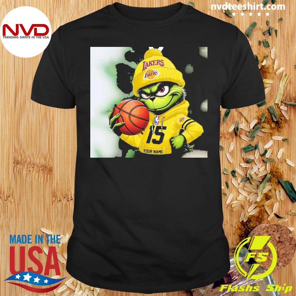 Grinch Los Angeles Lakers Nba Custom Name Christmas 2024 Shirt