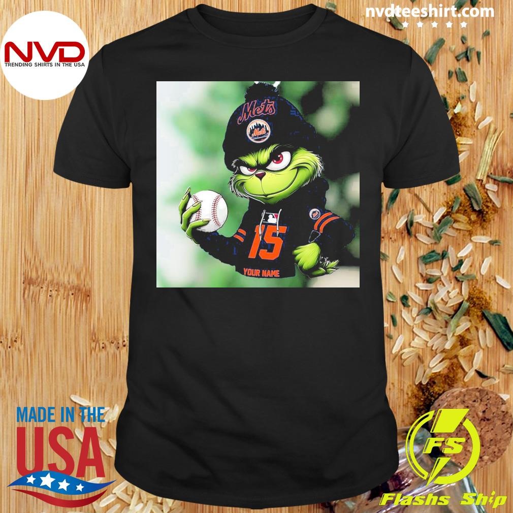 Grinch New York Mets Mlb Custom Name Christmas 2024 Shirt