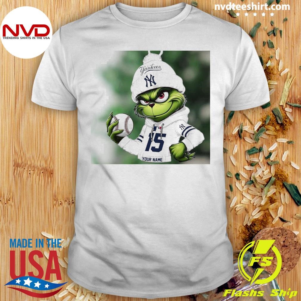 Grinch New York Yankees Mlb Custom Name Christmas 2024 Shirt