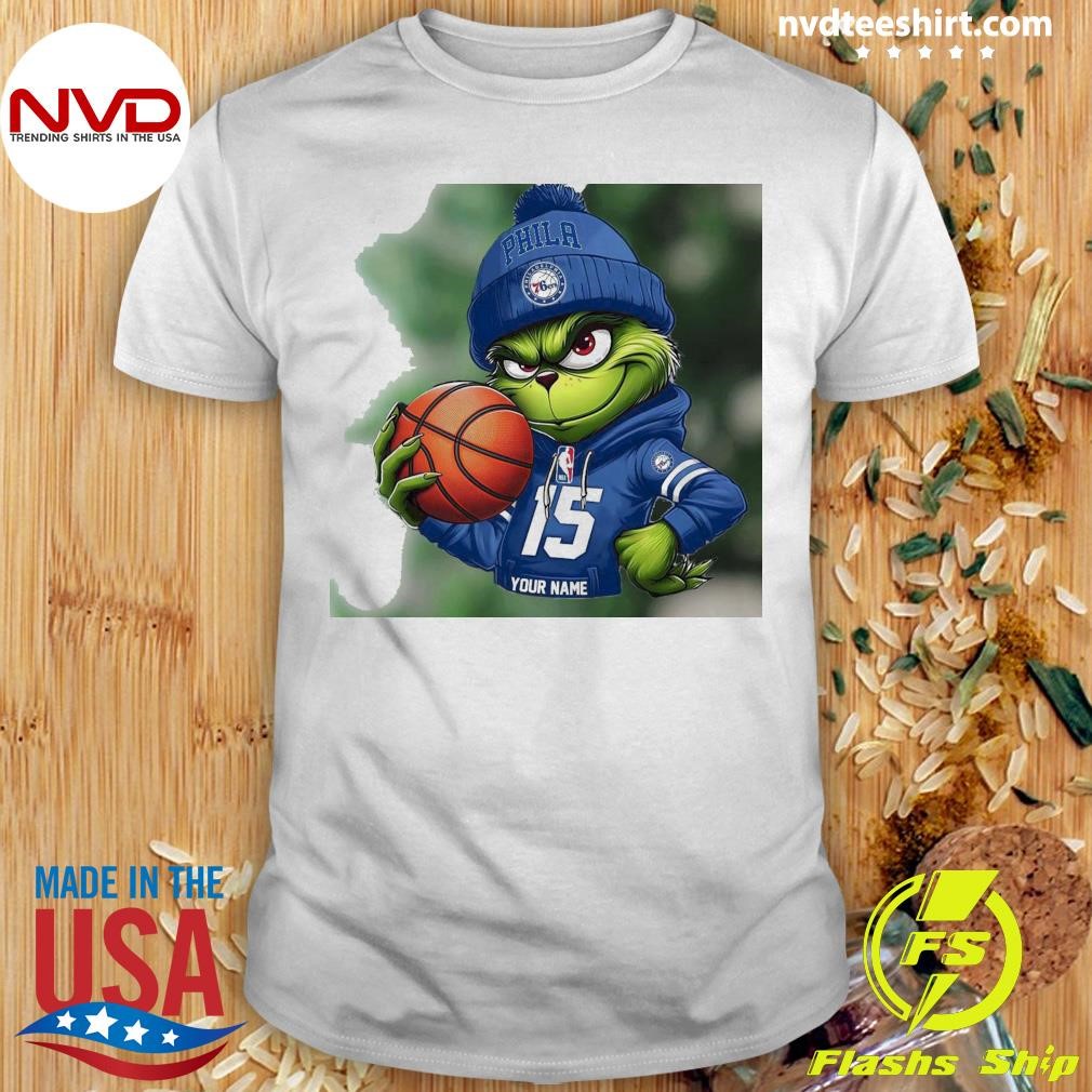 Grinch Philadelphia 76ers Nba Custom Name Christmas 2024 Shirt