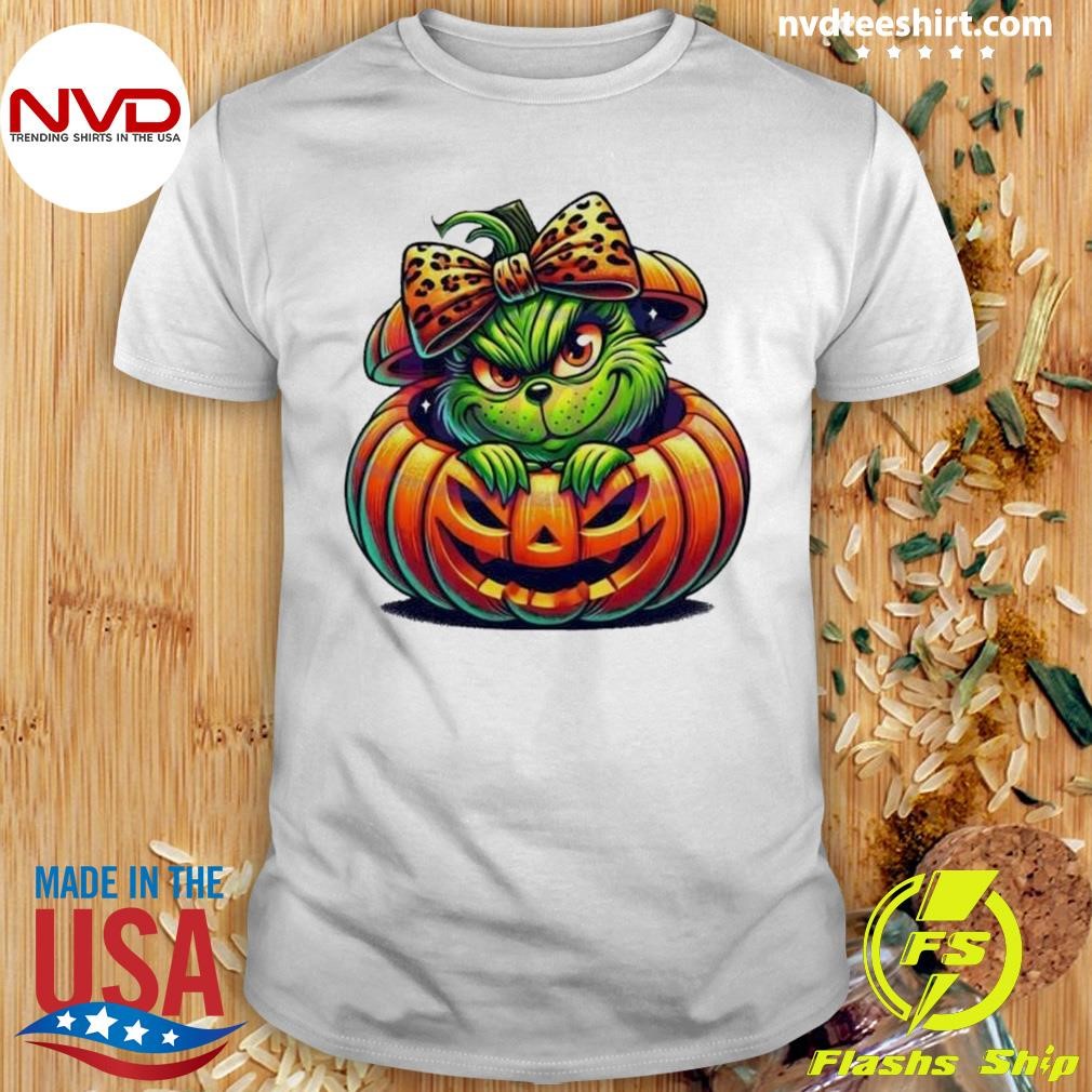 Grinch Pumpkin Leopard Coquette 2024 Shirt