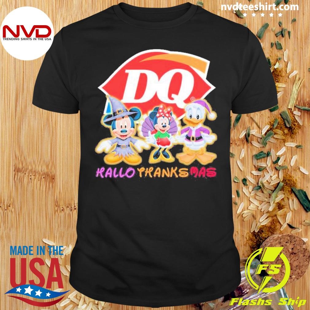 Hallothanksmas Mickey And Minnie And Donald Duck Disney Dairy Queen 2024 Shirt