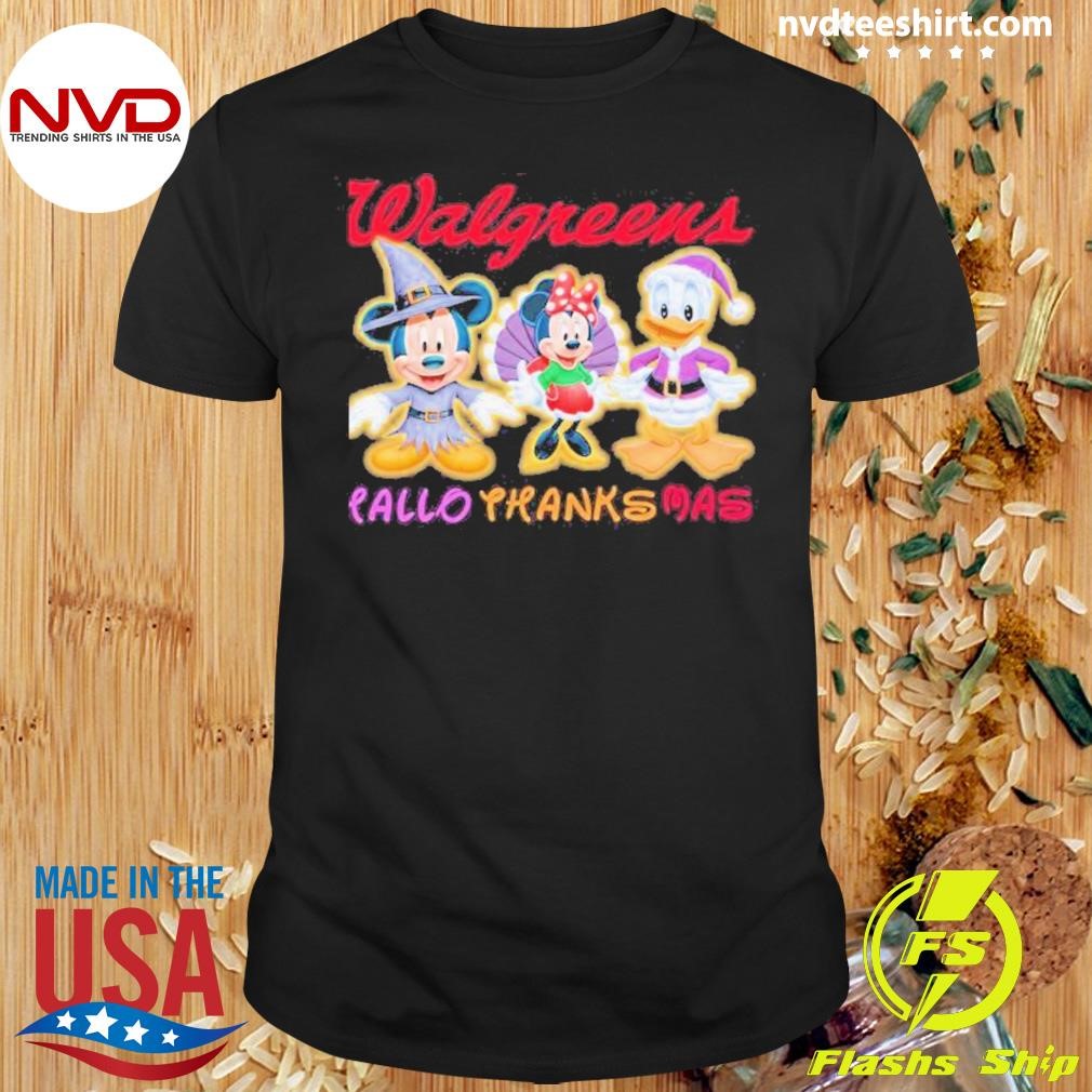 Hallothanksmas Mickey And Minnie And Donald Duck Disney Walgreens 2024 Shirt