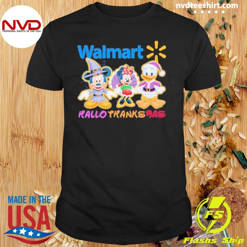 Hallothanksmas Mickey And Minnie And Donald Duck Disney Walmart 2024 Shirt