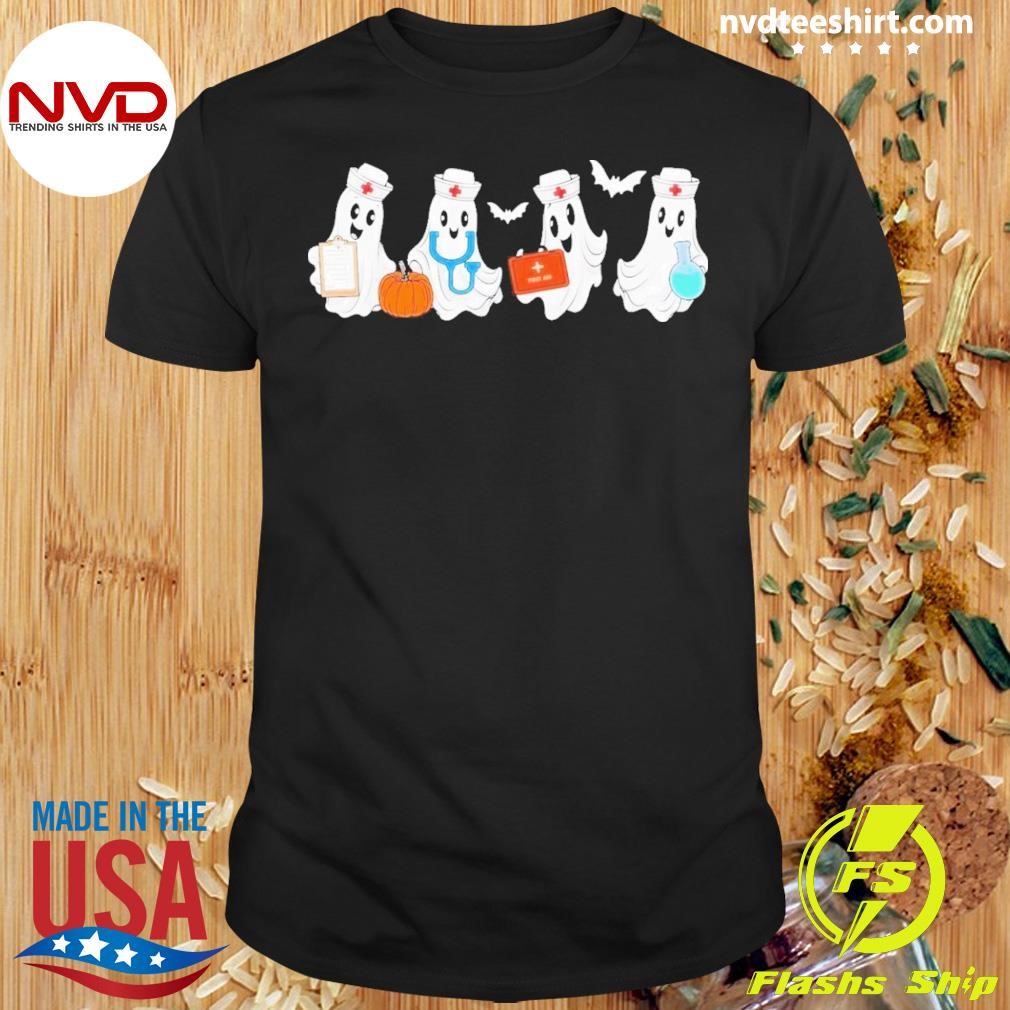 Halloween Ghost Cute Nurse 2024 Shirt