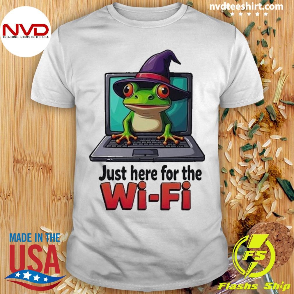 Halloween Laptop Wifi Frog Witch Coffee Shop 2024 Shirt