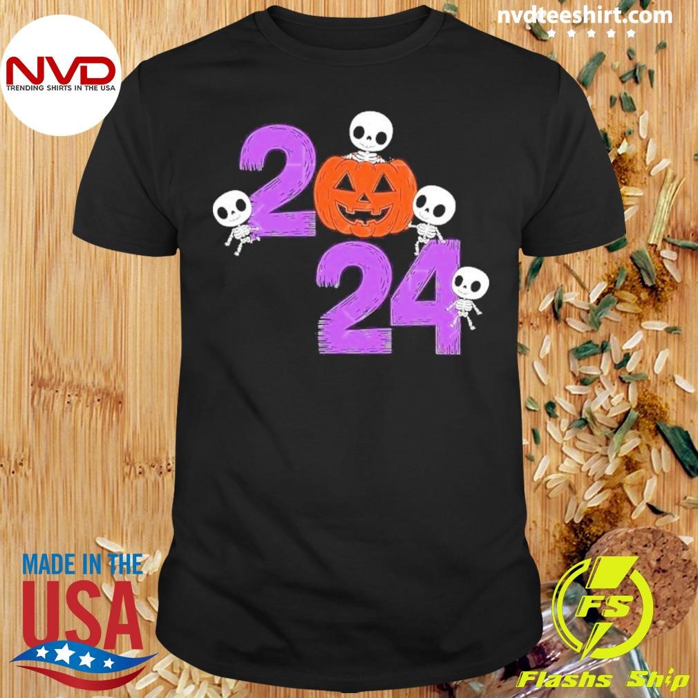 Halloween Skeleton Pumpkin 2024 Shirt