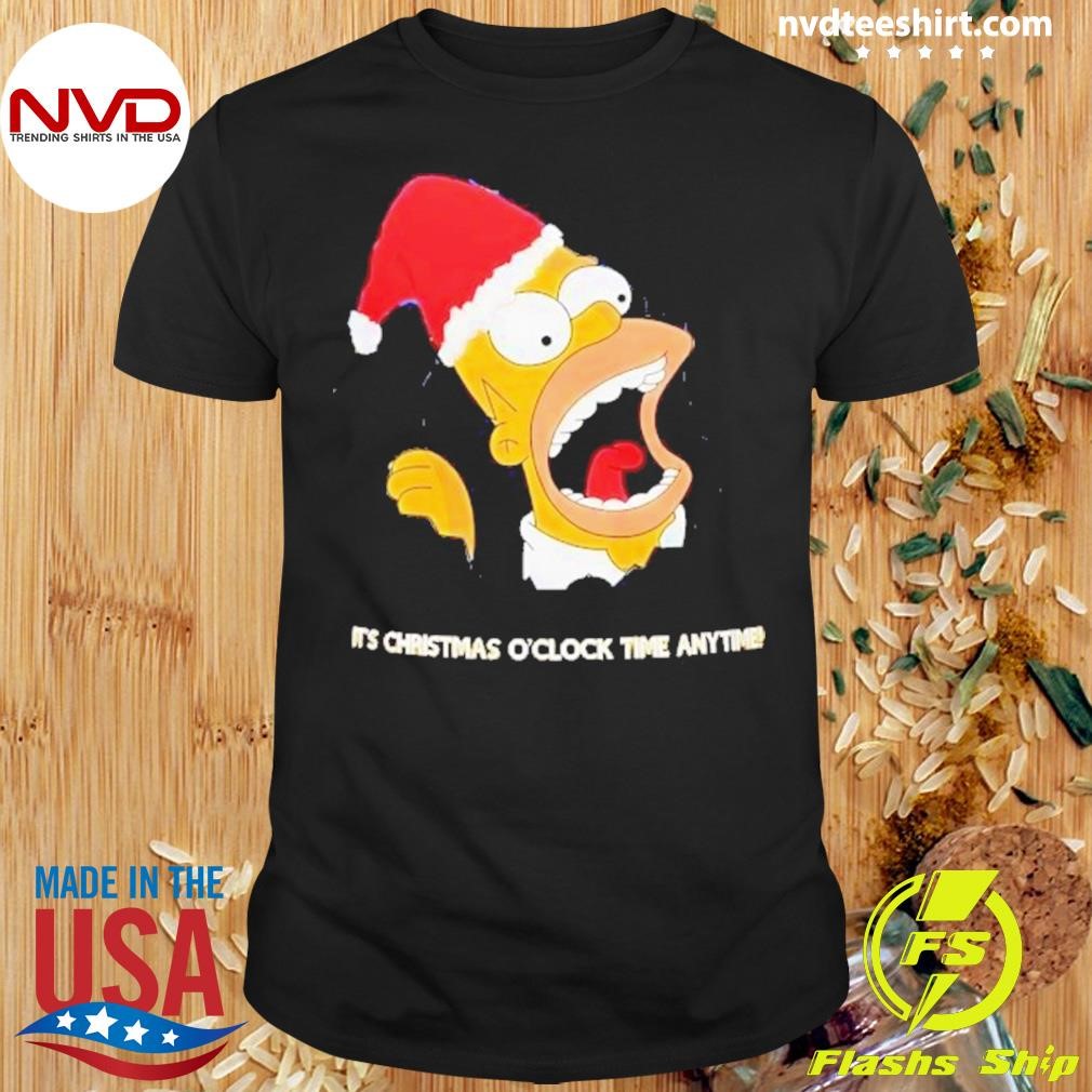 Homer Simpson Santa It’s Christmas O’clock Time Anytime Merry Christmas 2024 Shirt