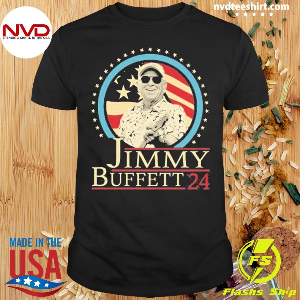 Jimmy Buffett '24 Fans Gift Graphics American Flag Shirt