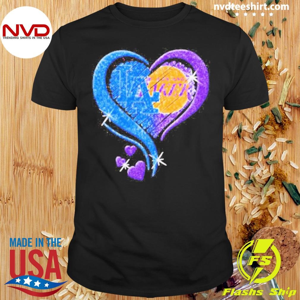 Los Angeles Dodgers And Los Angeles Lakers Heart Diamond Shirt