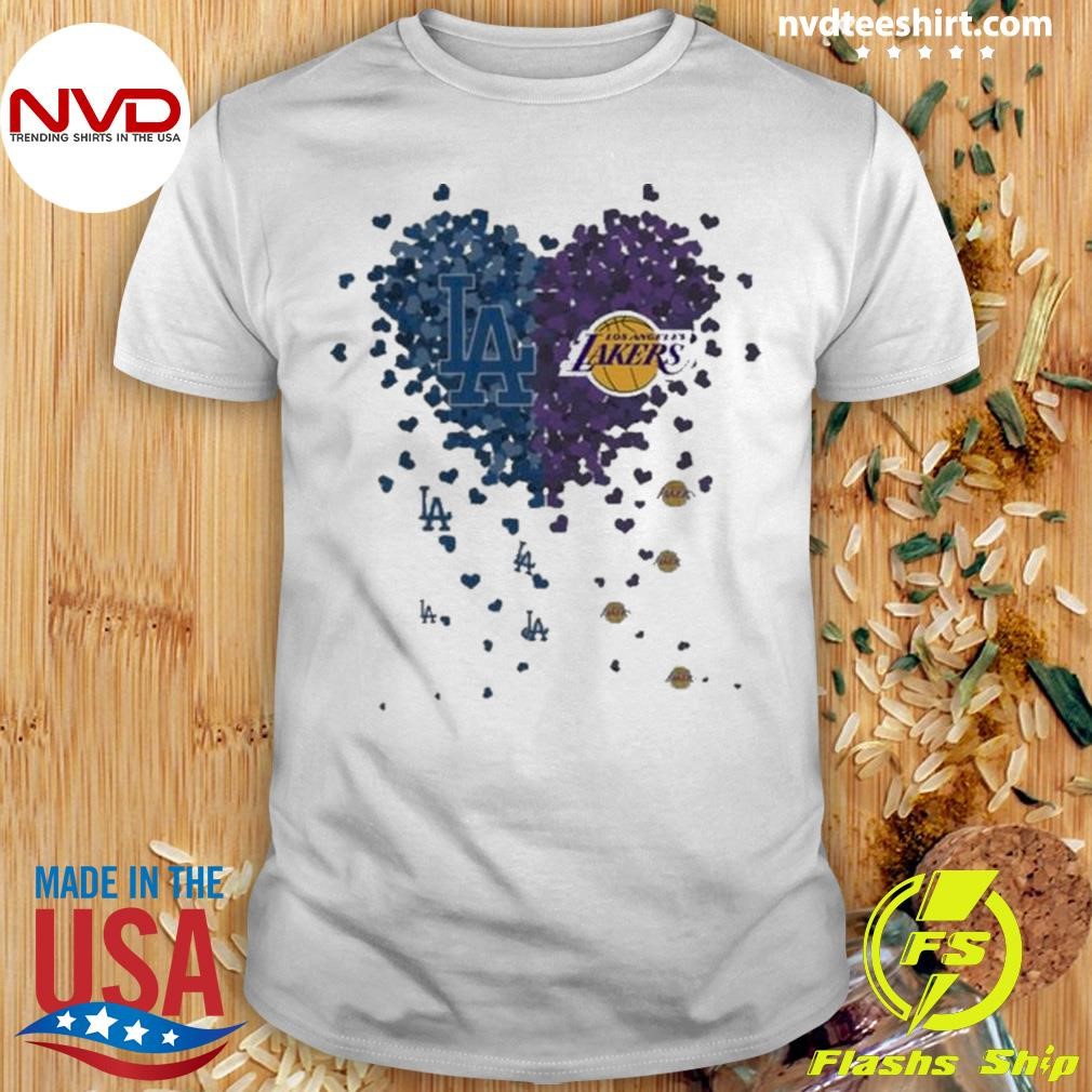 Los Angeles Dodgers And Los Angeles Lakers Logo Tiny Hearts Shirt