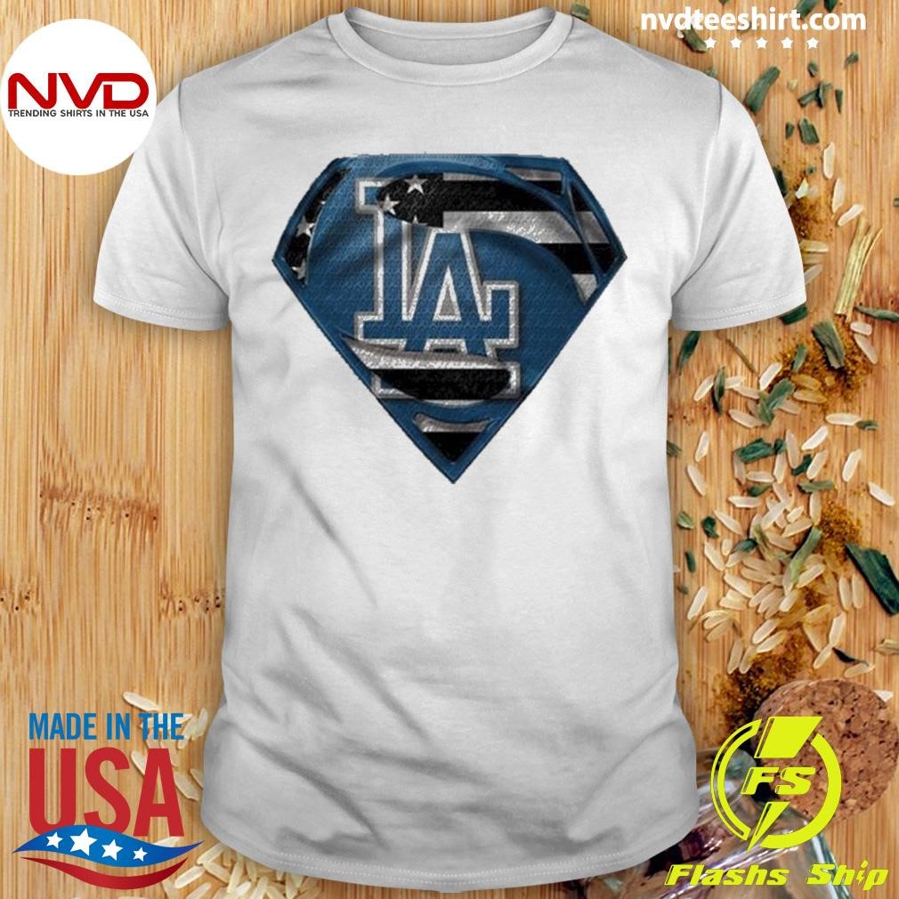 Los Angeles Dodgers Superman American Flag Logo Shirt