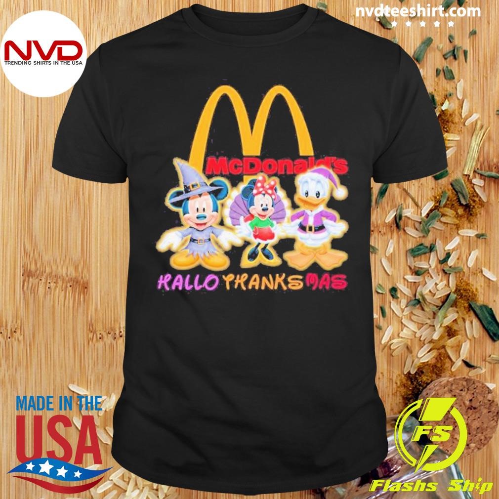 Mcdonald’s Hallothanksmas Mickey And Minnie And Donald Duck Disney 2024 Shirt