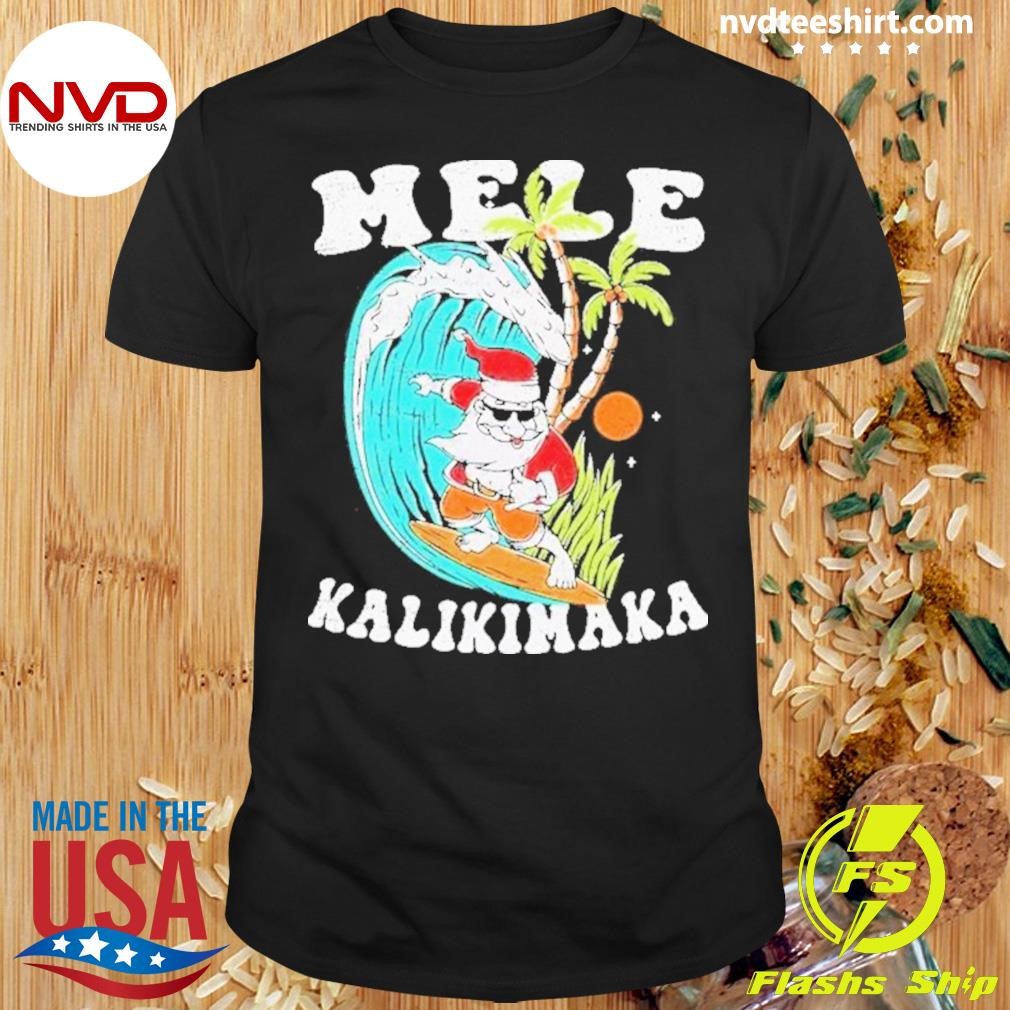 Mele Kalikimaka Hawaii Christmas Surfing Santa 2024 Shirt